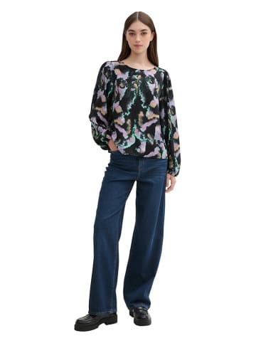 TOM TAILOR Denim Bluse in Schwarz/ Bunt