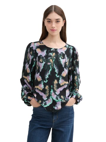 TOM TAILOR Denim Bluse in Schwarz/ Bunt