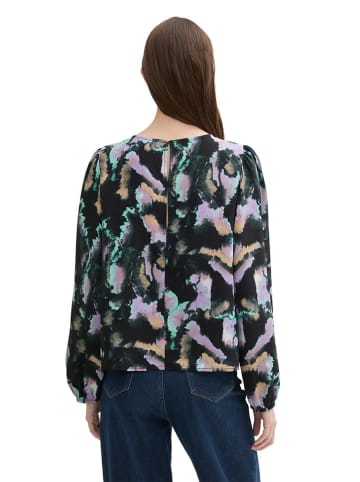 TOM TAILOR Denim Bluse in Schwarz/ Bunt