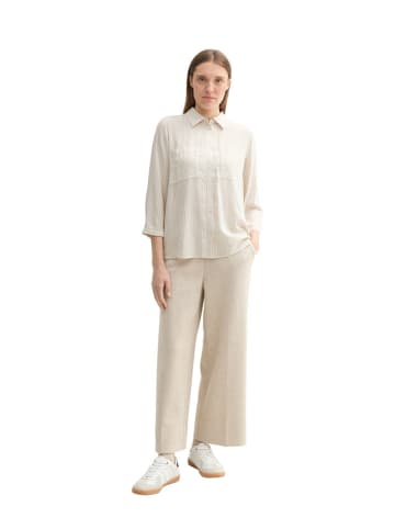 Tom Tailor Bluse in Beige/ Weiß