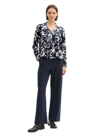 Tom Tailor Bluse in Dunkelblau/ Weiß