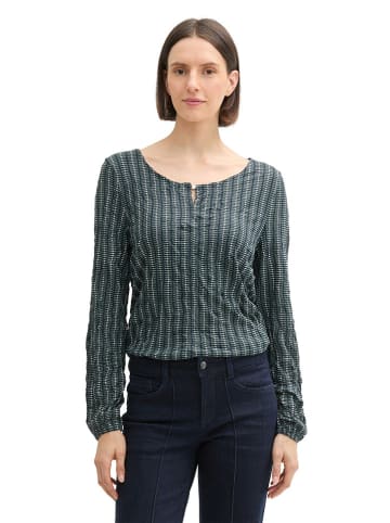Tom Tailor Bluse in Dunkelblau/ Grün