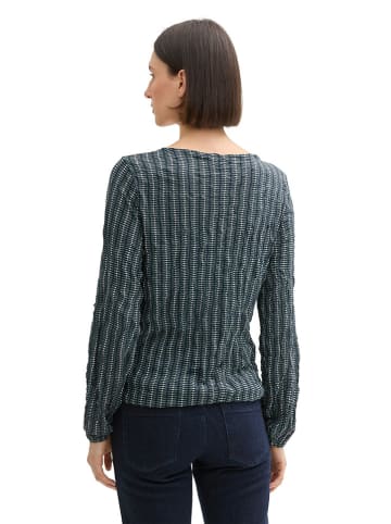 Tom Tailor Bluse in Dunkelblau/ Grün