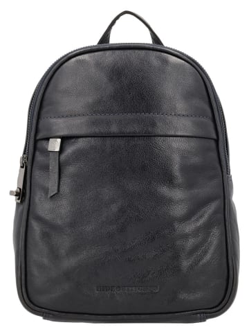 HIDE & STITCHES Leder-Rucksack in Dunkelblau - (B)20 x (H)27 x (T)12 cm
