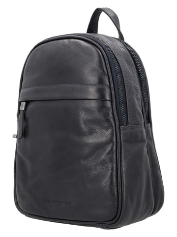 HIDE & STITCHES Leder-Rucksack in Schwarz - (B)20 x (H)27 x (T)12 cm