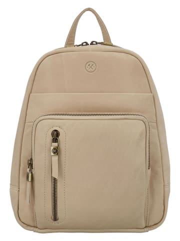 HIDE & STITCHES Leren rugzak beige - (B)23,5 x (H)28,5 x (D)8,5 cm
