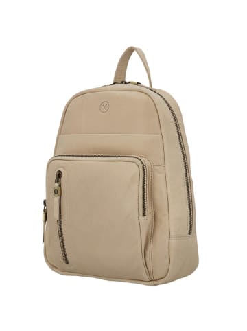 HIDE & STITCHES Leder-Rucksack "Daydreamer" in Beige - (B)23,5 x (H)25,5 x (T)8,5 cm