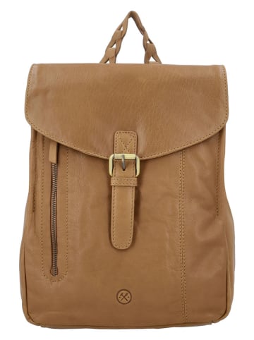 HIDE & STITCHES Leder-Rucksack in Hellbraun - (B)25 x (H)32 x (T)12 cm