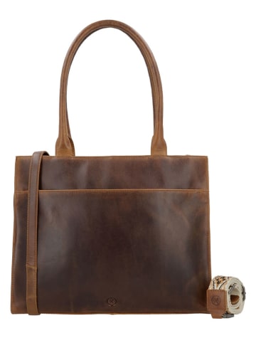 HIDE & STITCHES Leren businesstas bruin - (B)39 x (H)32,5 x (D)5 cm