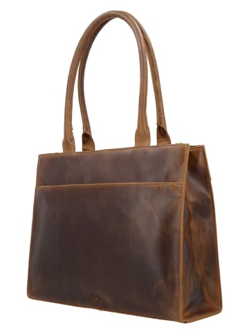 HIDE & STITCHES Leren businesstas bruin - (B)39 x (H)32,5 x (D)5 cm