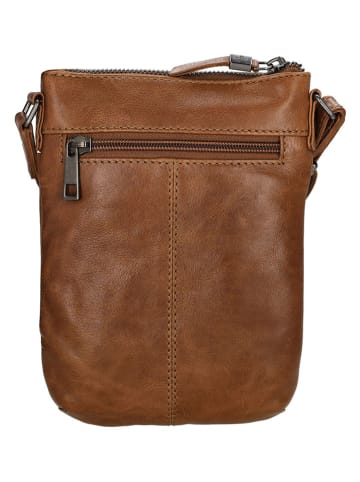 HIDE & STITCHES Leder-Umhängetasche in Hellbraun - (B)16 x (H)22 x (T)1,5 cm