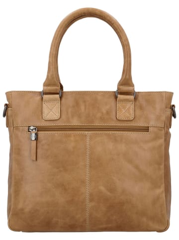 HIDE & STITCHES Leren handtas "Porto" lichtbruin - (B)33 x (H)28 x (D)9 cm