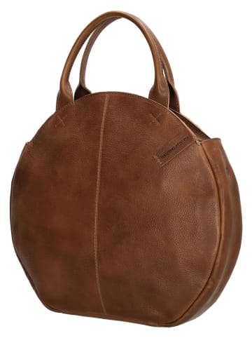 HIDE & STITCHES Leren handtas "Cote d Azur" lichtbruin - (B)36 x (H)32 x (D)8 cm