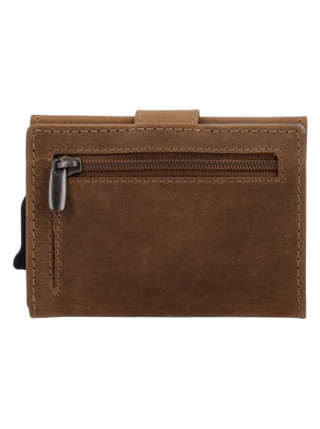 HIDE & STITCHES Leder-Geldbörse in Hellbraun - (B)7,5 x (H)10 x (T)2 cm