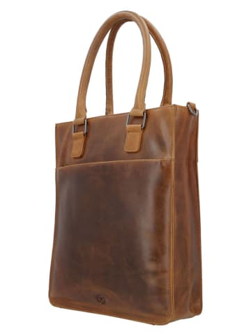 HIDE & STITCHES Leder-Henkeltasche "Next Navajo" in Hellbraun - (B)30,5 x (H)39 x (T)9,5 cm