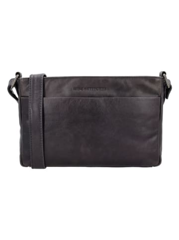 HIDE & STITCHES Leren schoudertas zwart - (B)26 x (H)17 x (D)4 cm