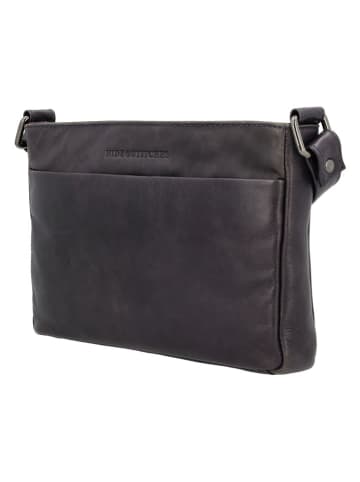 HIDE & STITCHES Leren schoudertas zwart - (B)26 x (H)17 x (D)4 cm