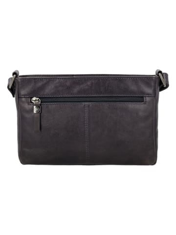 HIDE & STITCHES Leren schoudertas zwart - (B)26 x (H)17 x (D)4 cm