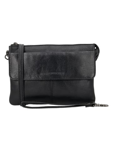 HIDE & STITCHES Leren schoudertas zwart - (B)23 x (H)16 x (D)4 cm