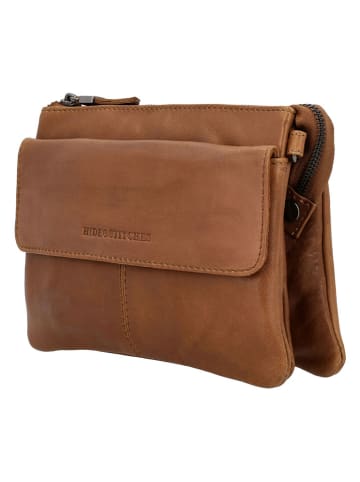 HIDE & STITCHES Leder-Umhängetasche in Hellbraun - (B)23 x (H)16 x (T)4 cm