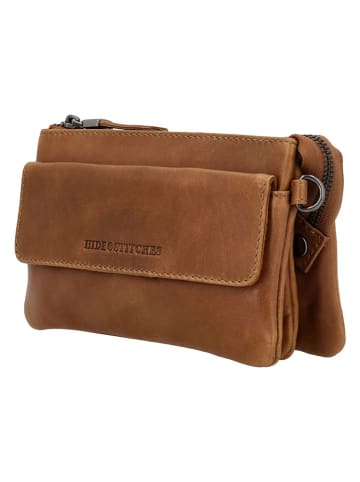 HIDE & STITCHES Leren schoudertas lichtbruin - (B)20 x (H)12 x (D)4 cm