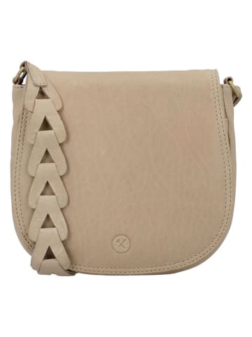 HIDE & STITCHES Leder-Umhängetasche in Beige - (B)20 x (H)19 x (T)5 cm
