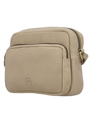 HIDE & STITCHES Leren schoudertas beige - (B)20 x (H)17 x (D)5 cm