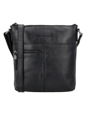 HIDE & STITCHES Leder-Umhängetasche in Schwarz - (B)23 x (H)23 x (T)4 cm
