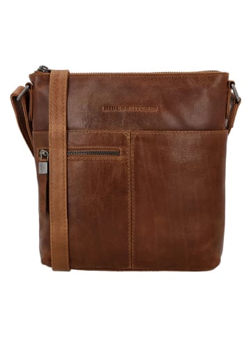 HIDE & STITCHES Leder-Umhängetasche in Braun - (B)23 x (H)23 x (T)4 cm
