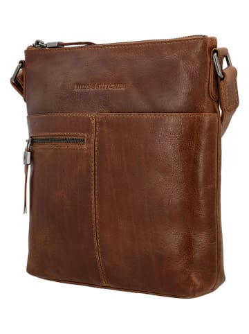 HIDE & STITCHES Leder-Umhängetasche in Braun - (B)23 x (H)23 x (T)4 cm