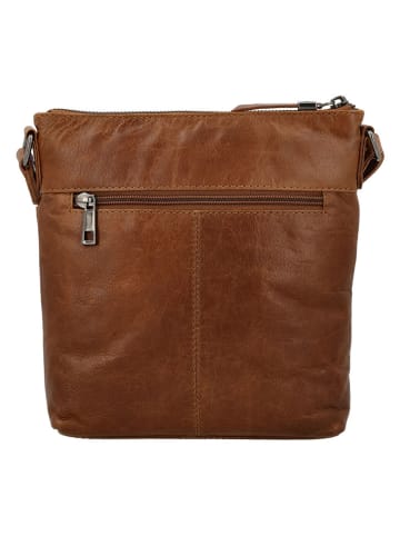 HIDE & STITCHES Leren schoudertas bruin - (B)23 x (H)23 x (D)4 cm