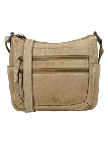 HIDE & STITCHES Leder-Umhängetasche in Beige - (B)21 x (H)19 x (T)10 cm