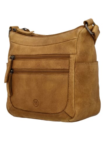 HIDE & STITCHES Leder-Umhängetasche in Hellbraun - (B)21 x (H)19 x (T)10 cm
