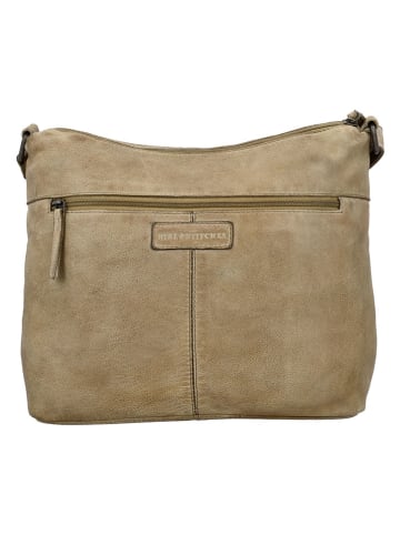 HIDE & STITCHES Leder-Umhängetasche in Beige - (B)34 x (H)25 x (T)10 cm