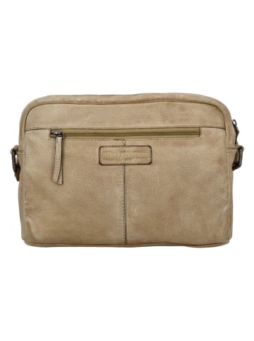 HIDE & STITCHES Leren schoudertas beige - (B)27 x (H)20 x (D)6 cm