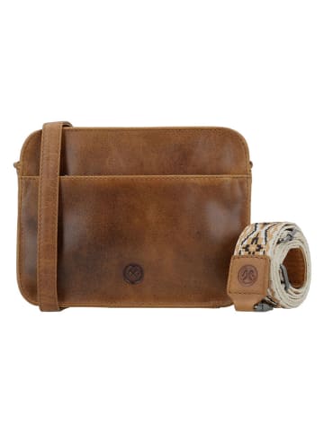 HIDE & STITCHES Leder-Umhängetasche in Hellbraun - (B)23 x (H)18 x (T)8 cm