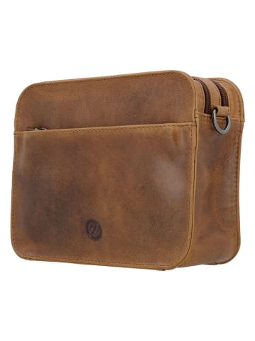 HIDE & STITCHES Leder-Umhängetasche in Hellbraun - (B)23 x (H)18 x (T)8 cm