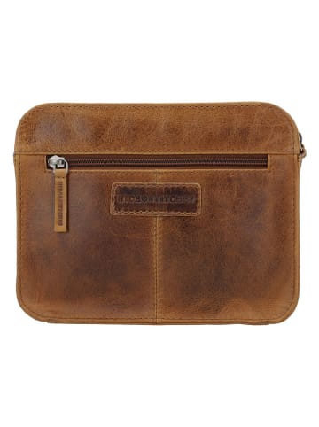 HIDE & STITCHES Leder-Umhängetasche in Hellbraun - (B)23 x (H)18 x (T)8 cm