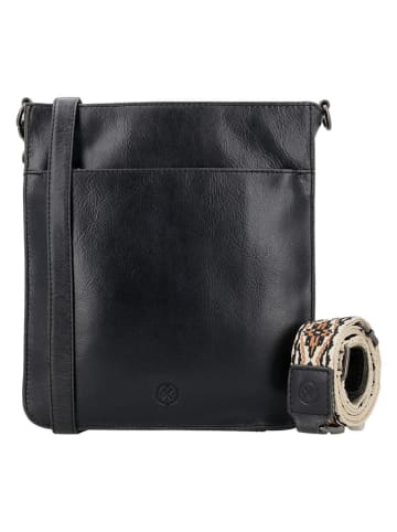 HIDE & STITCHES Leder-Umhängetasche in Schwarz - (B)25 x (H)28 x (T)9 cm