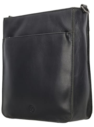 HIDE & STITCHES Leren schoudertas zwart - (B)25 x (H)28 x (D)9 cm