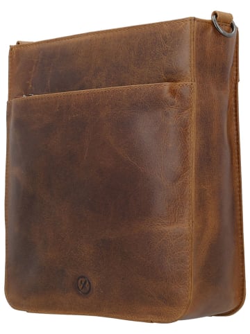 HIDE & STITCHES Leder-Umhängetasche in Braun - (B)25 x (H)28 x (T)9 cm