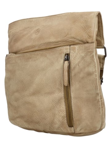 HIDE & STITCHES Leder-Umhängetasche in Beige - (B)28 x (H)27 x (T)10 cm