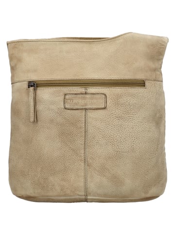 HIDE & STITCHES Leder-Umhängetasche in Beige - (B)28 x (H)27 x (T)10 cm