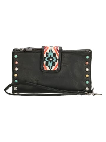 micmacbags Leder-Geldbörse in Schwarz - (B)17 x (H)10 x (T)3 cm