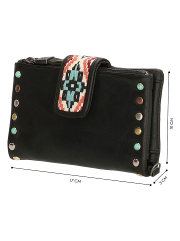 micmacbags Leder-Geldbörse in Schwarz - (B)17 x (H)10 x (T)3 cm
