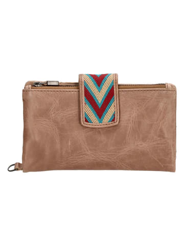 micmacbags Leren portemonnee lichtbruin - (B)17 x (H)10 x (D)3 cm