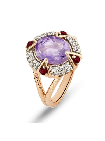 Les Petites Précieuses Rosévergold. Ring mit Edelsteinen