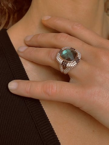 Les Petites Précieuses Vergulde ring met edelstenen