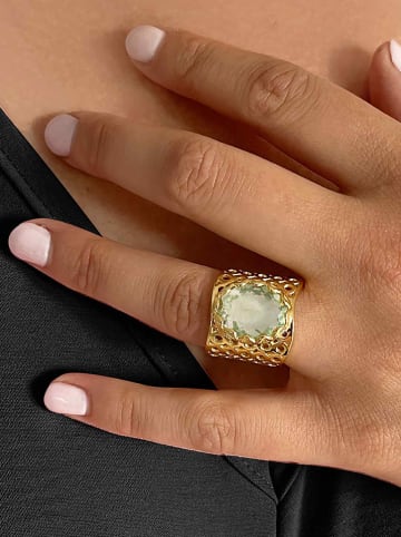Les Petites Précieuses Vergulde ring met edelsteen