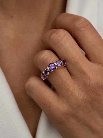 Les Petites Précieuses Vergulde ring met edelstenen